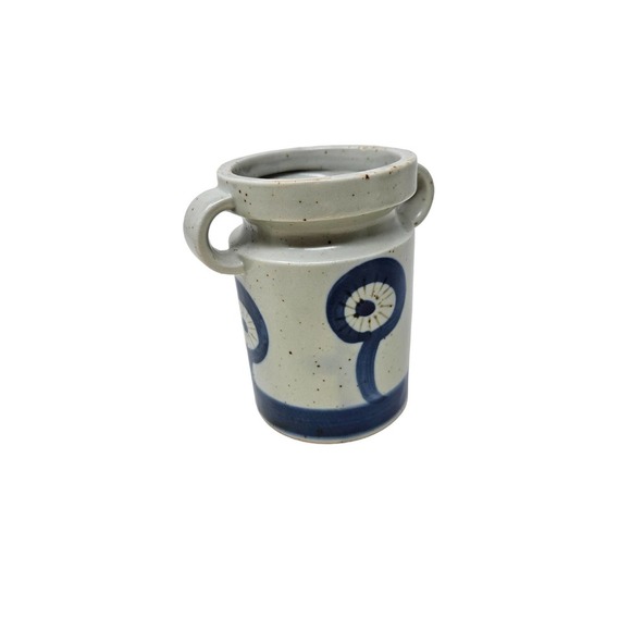 Vintage Mid Century Ceramic Earthenware Double Handle Small Vase Flower Boho - Picture 5 of 5